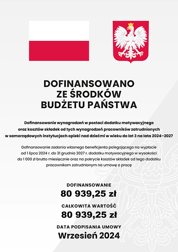 Program dofinansowania kadr w żłobkach prowadzonych przez jednostki samorządu terytorialnego