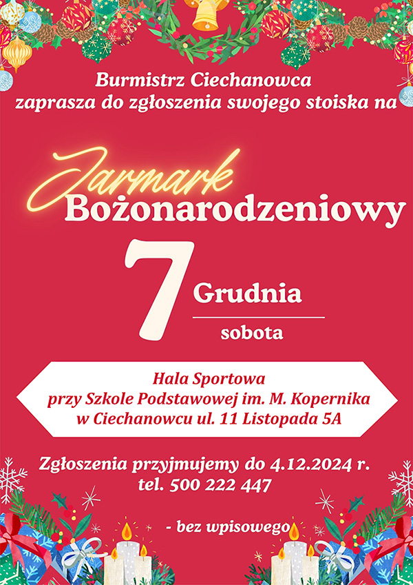 Jarmark Bożonarodzeniowy - skorzystania z możliwości prezentacji oraz sprzedaży swoich wyrobów